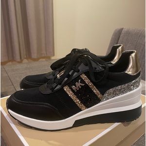 Michael Kors Mabel black Chunky Glitter Wedges Sneakers ****